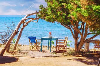 Romantic scene on Dafni beach, Zakynthos island