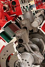Cross section of large diesel engine