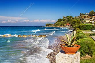 Waves crashing on Argassi beach, Zakynthos island