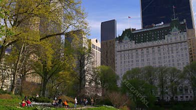 Summer day time new york city central park road 4k usa