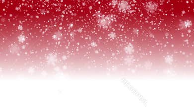 Digital seamless loop christmas red background with white bokeh and stars snow falling holiday