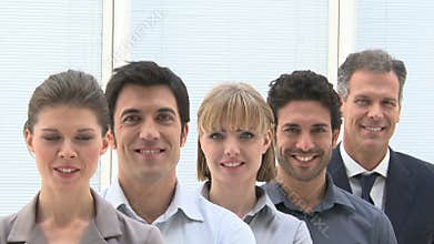 Business team in a row