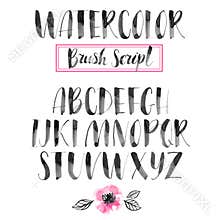 Handwritten watercolor calligraphic font. Modern brush lettering