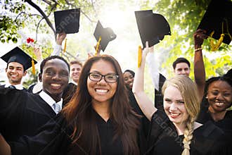 Diversity Students Graduation Success Celebration Concept