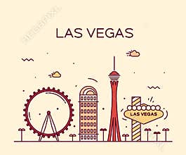 Las Vegas skyline vector illustration linear
