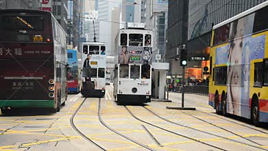 Buses and Traffic in Central District Hong Kong