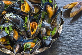 Cooked mussels