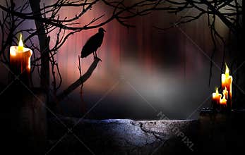 Halloween background with vulture