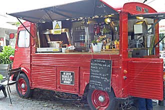 Interior of mobile cafe