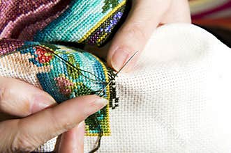 Cross stitch art in the making