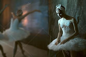 Ballerina standing backstage before going on stage
