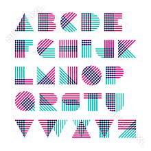 Geometric shapes alphabet made of crossed lines
