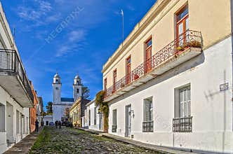 Street of Portuguese in Colonia, church, history, old, Uruguay
