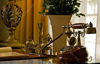 Antique phone on a desk