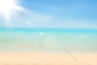 Blurred nature background. Sandy beach backdrop with turquoise