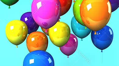 Colorful Balloons On Blue Background