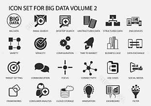Big data icon set in flat design