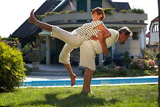 Senior couple workout