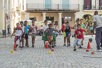Children having sports lesson Havana