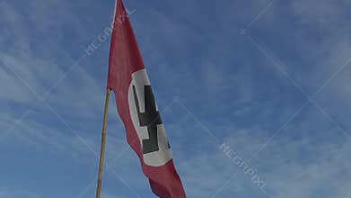 Historical flag of Germany Reich 1935-1945 during the modern reconstruction of the military action