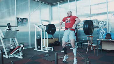 Olympic athlete lift heavy weight bar