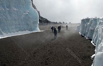 Kilimanjaro climbers in crater