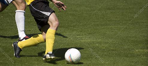 Playing soccer