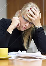 Woman and her bills