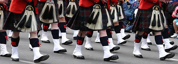 Kilted Bagpipe players