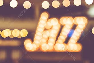 Abstract blur bokeh in jazz word,music background,vintage filter