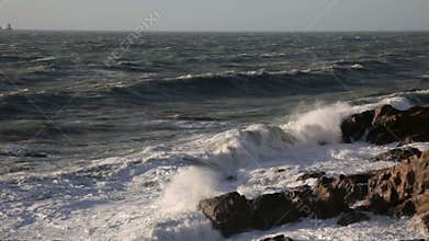 Stormy Sea near the Cliff.