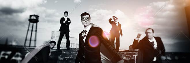 Business Superheroes Beach Achievement Concept