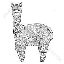 Alpaca zentangle design for coloring book for adult, logo, t shirt design and so on
