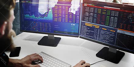 Businessman Working Finance Trading Stock Concept