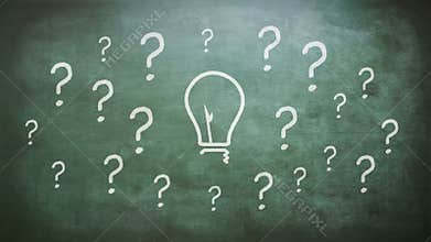 Question marks and bulb