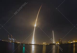 SpaceX rocket launch and landing