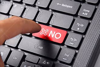 Finger pointing NO on keyboard