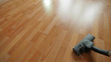 Vacuuming a mess floor.