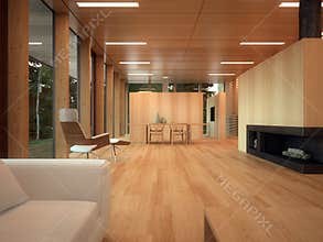 Minimalist wood lounge
