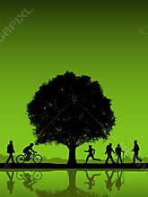 Active people outdoors