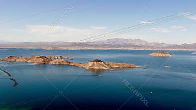 Lake Mead, panoramic wide angle shot .