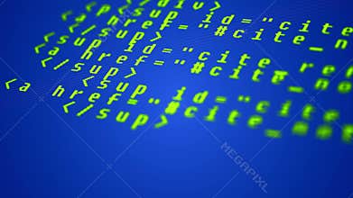 Program code on blue computer display