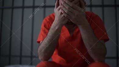 Scene of a depressed inmate in prison