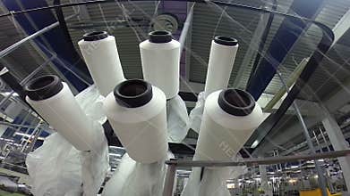 Yarn Spools in a Textile Factory