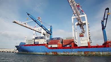 Sailing pass a container ship