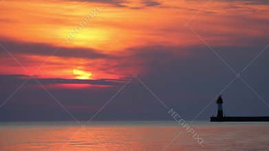 Lighthouse at Sunset.