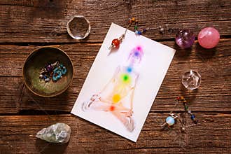 Chakras over a human body