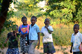 Snapshot of school children passing by