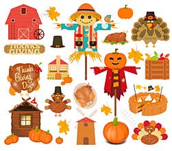 Thanksgiving Set of Turkey Day Objects