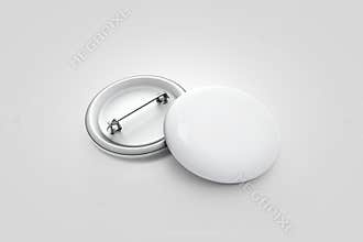 Blank white button badge stack mockup, on grey,